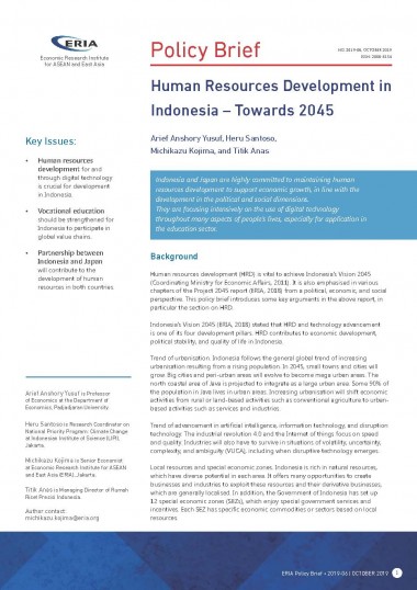 Human Resources Development in Indonesia – Towards 2045 - Research : ERIA