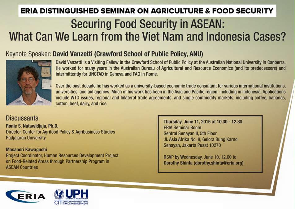 ERIA-UPH Distinguished Seminar on Agriculture & Food Security