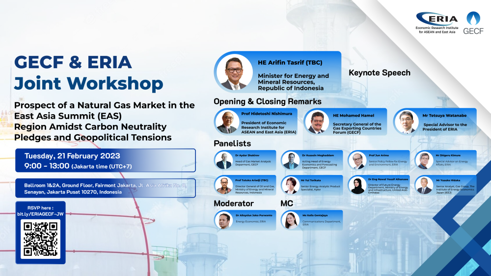 GECF and ERIA Joint Workshop 'Prospect of a Natural Gas Market in the East Asia Summit (EAS) Region Amidst Carbon Neutrality Pledges and Geopolitical Tensions'