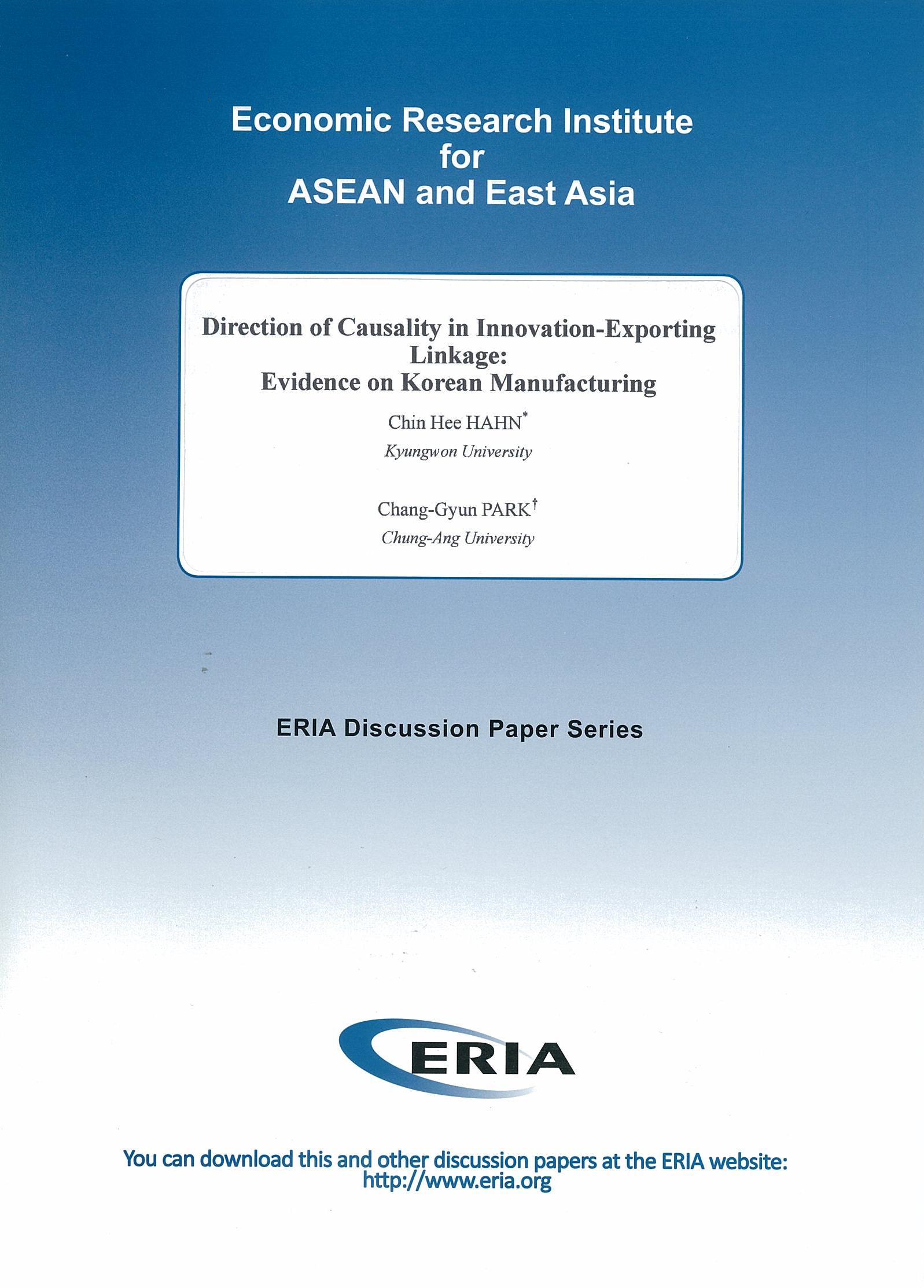 Direction of Causality in Innovation-Exporting Linkage: Evidence on Korean Manufacturing