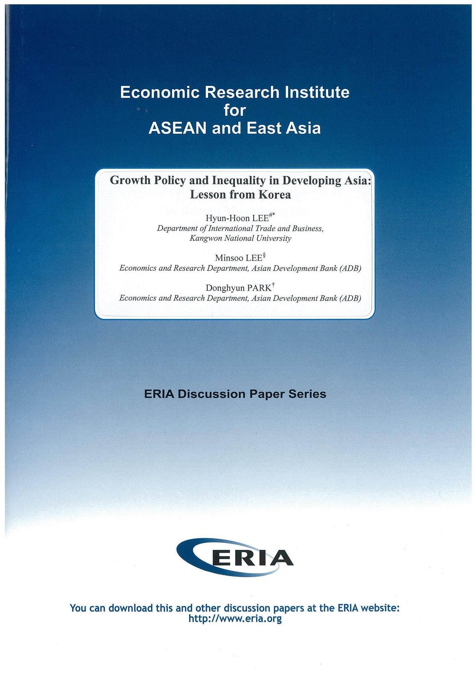 Growth Policy and Inequality in Developing Asia: Lesson from Korea