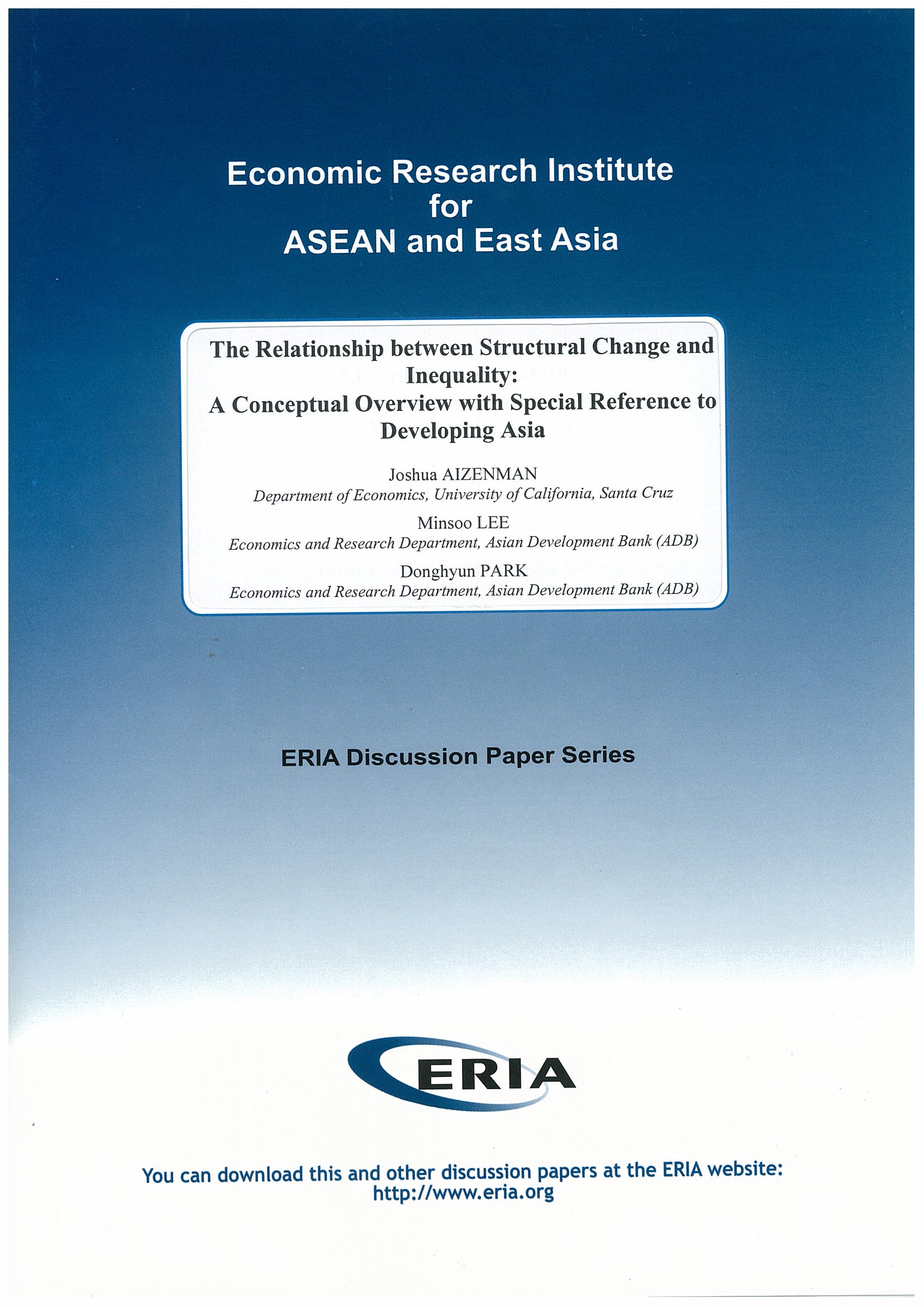 The Relationship between Structural Change and Inequality: A Conceptual Overview with Special Reference to Developing Asia