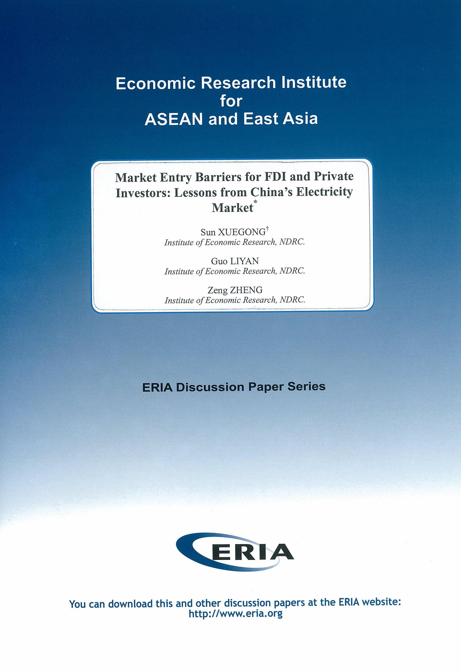 Market Entry Barriers for FDI and Private Investors: Lessons from China's Electricity Market