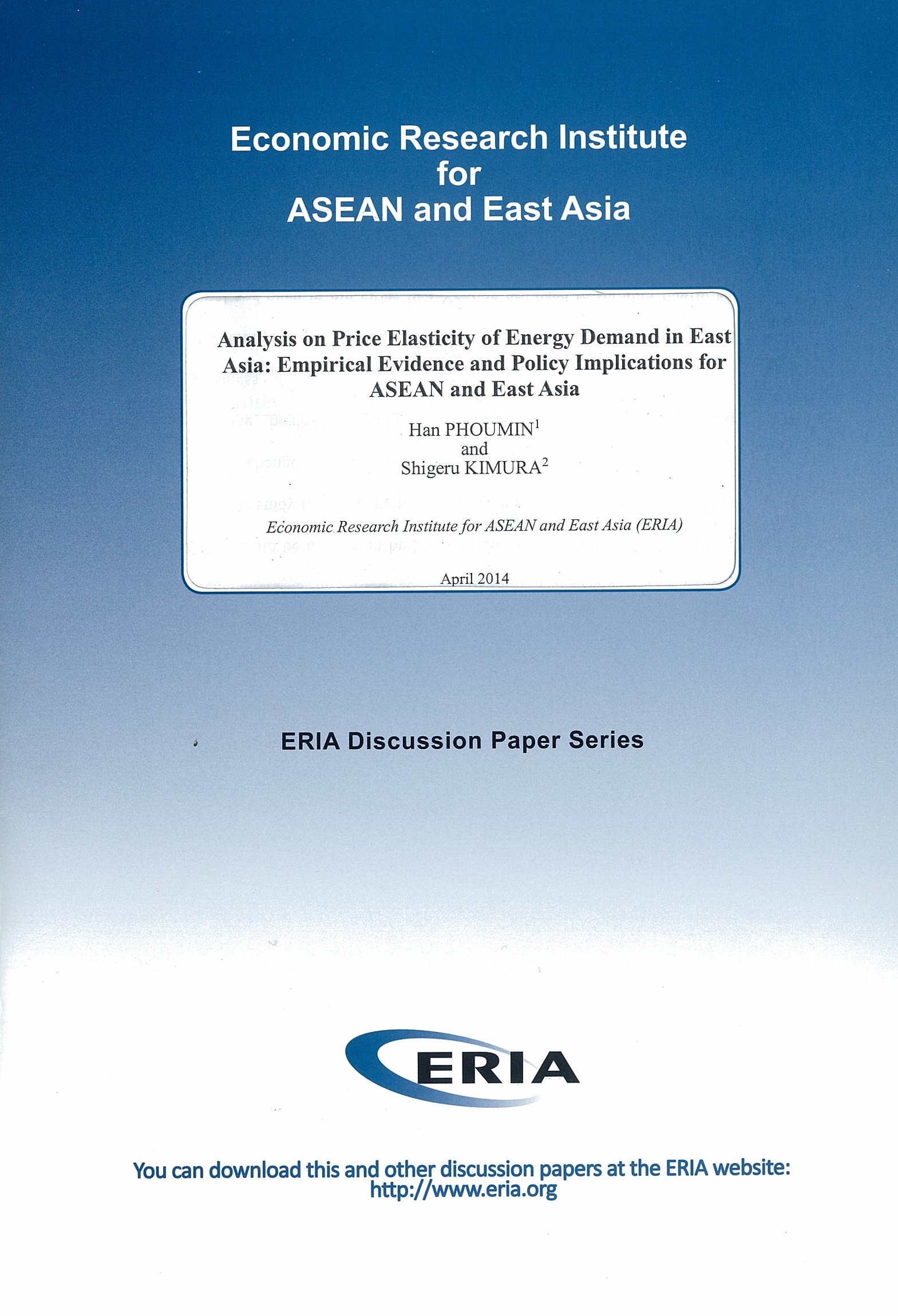 Analysis on Price Elasticity of Energy Demand in East Asia: Empirical Evidence and Policy Implications for ASEAN and East Asia