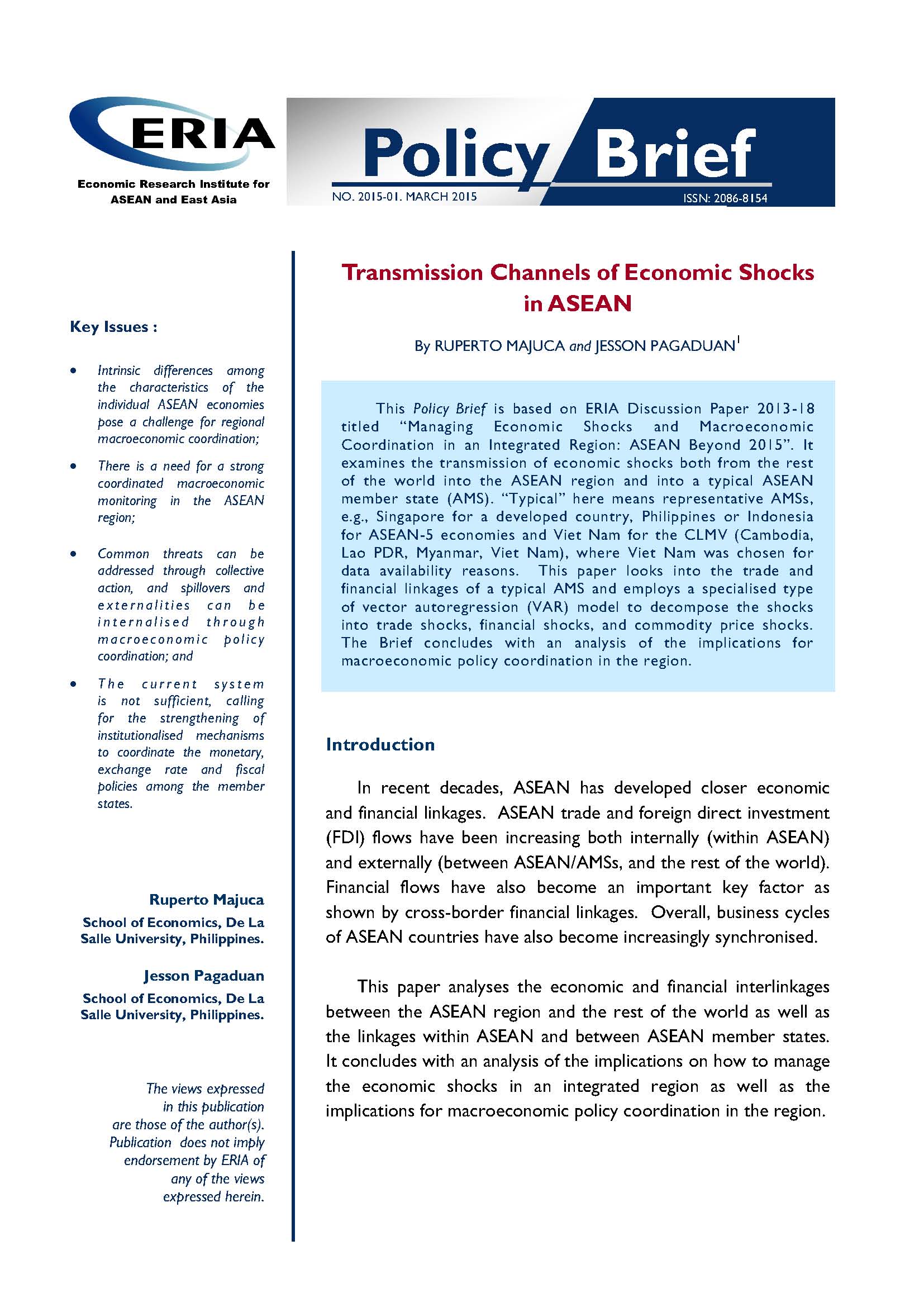 Transmission Channels of Economic Shocks in ASEAN