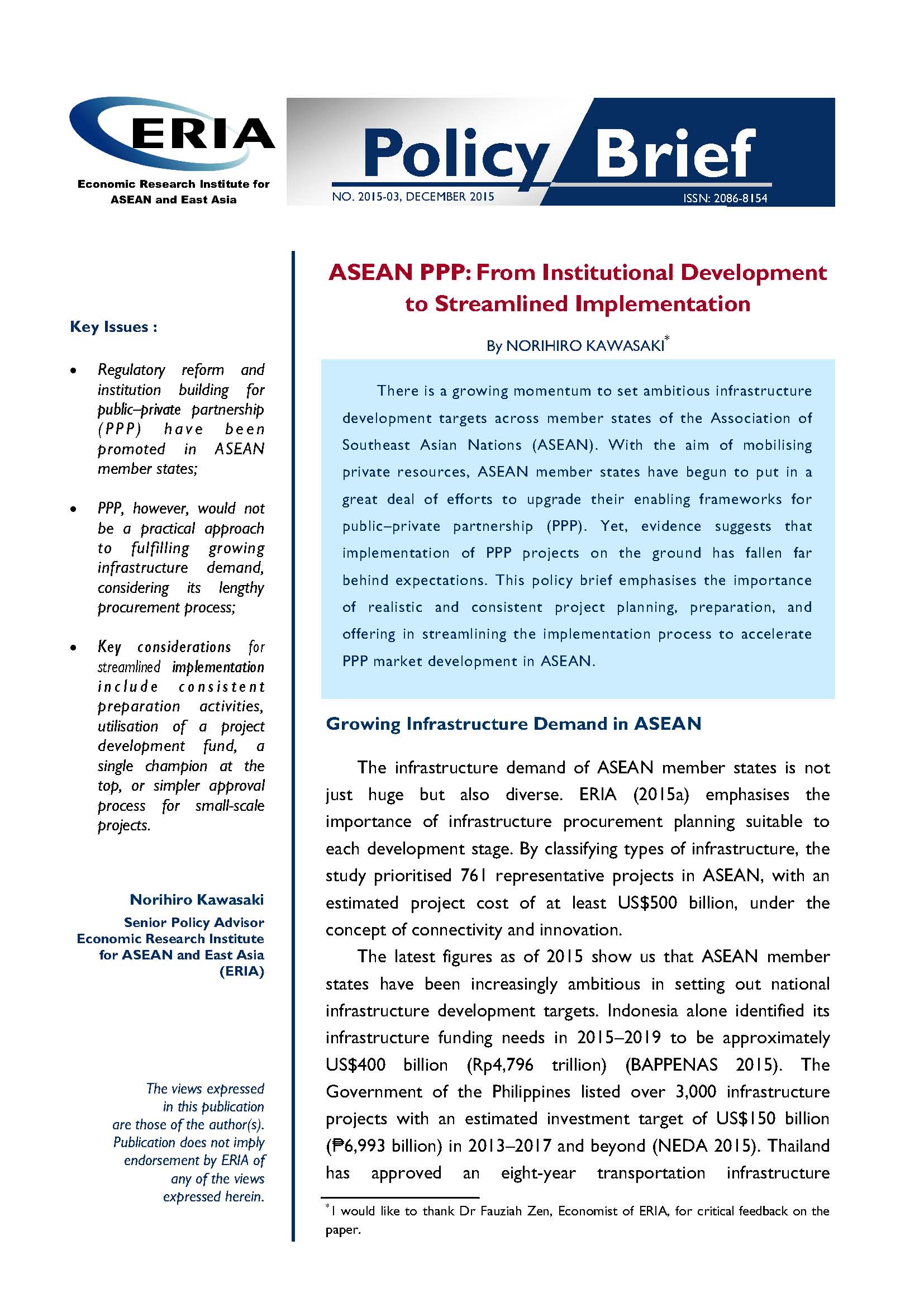 ASEAN PPP: From Institutional Development to Streamlined Implementation