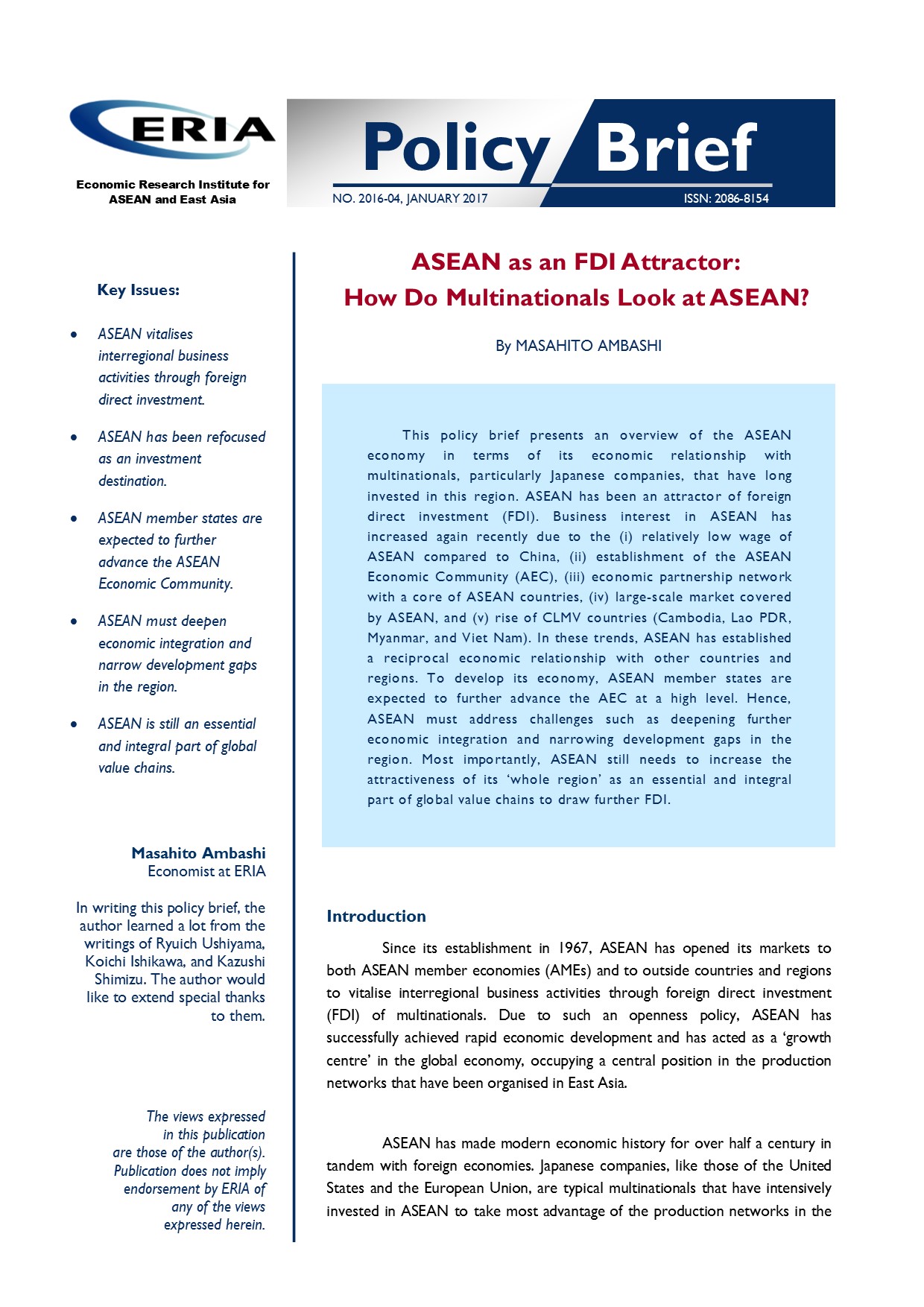 ASEAN as an FDI Attractor: </br> How Do Multinationals Look at ASEAN?