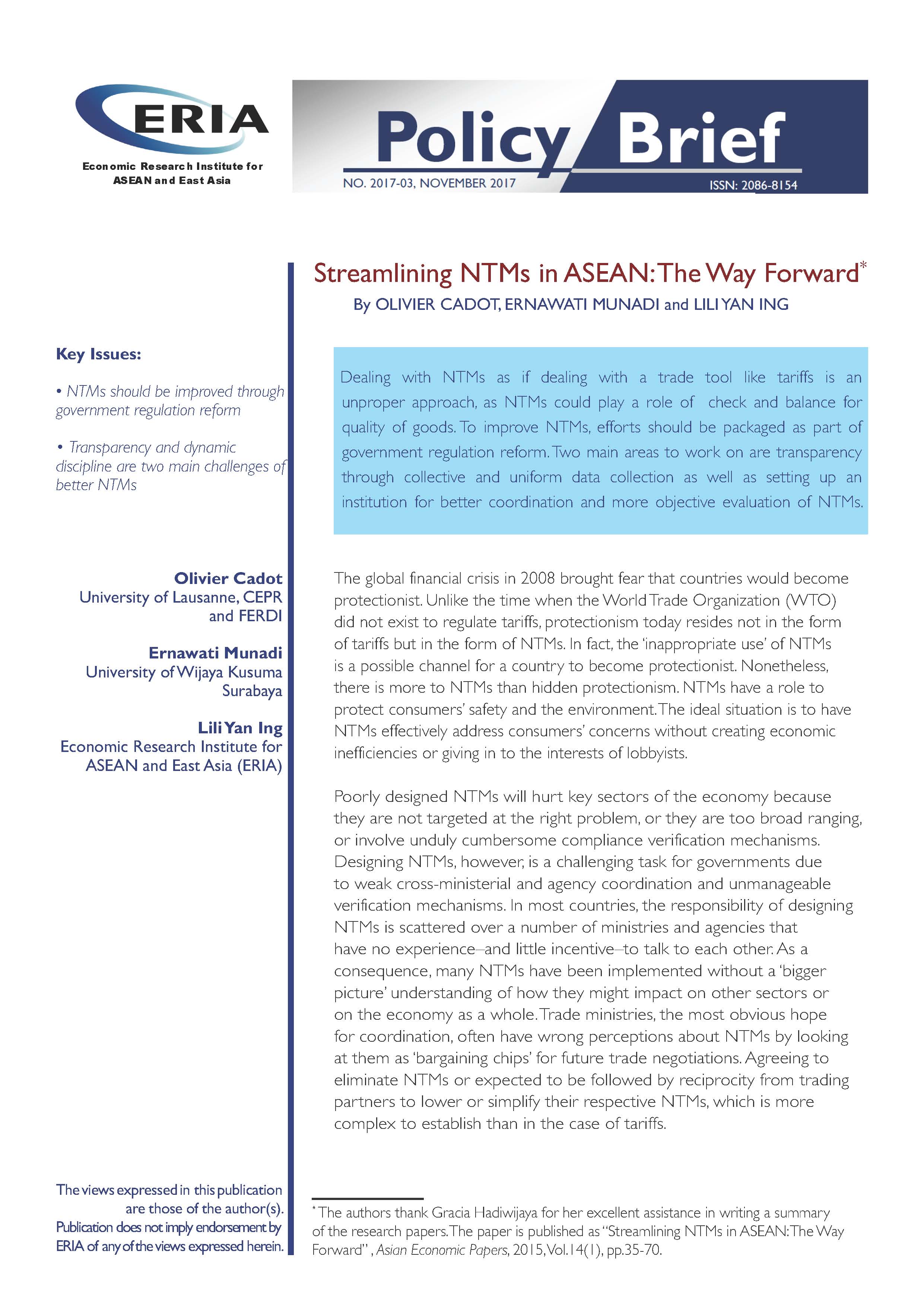 Streamlining NTMs in ASEAN: The Way Forward