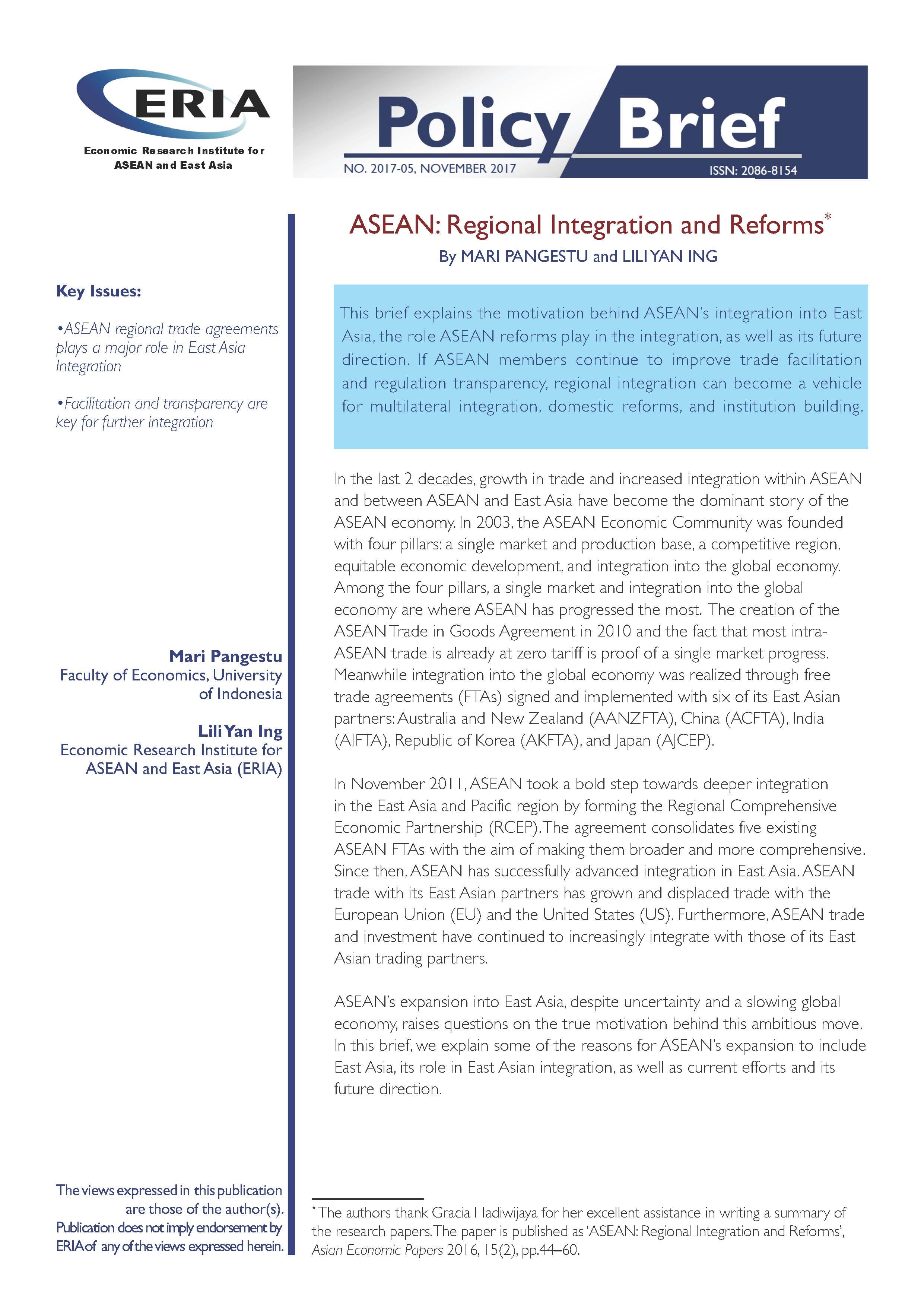 ASEAN: Regional Integration and Reforms