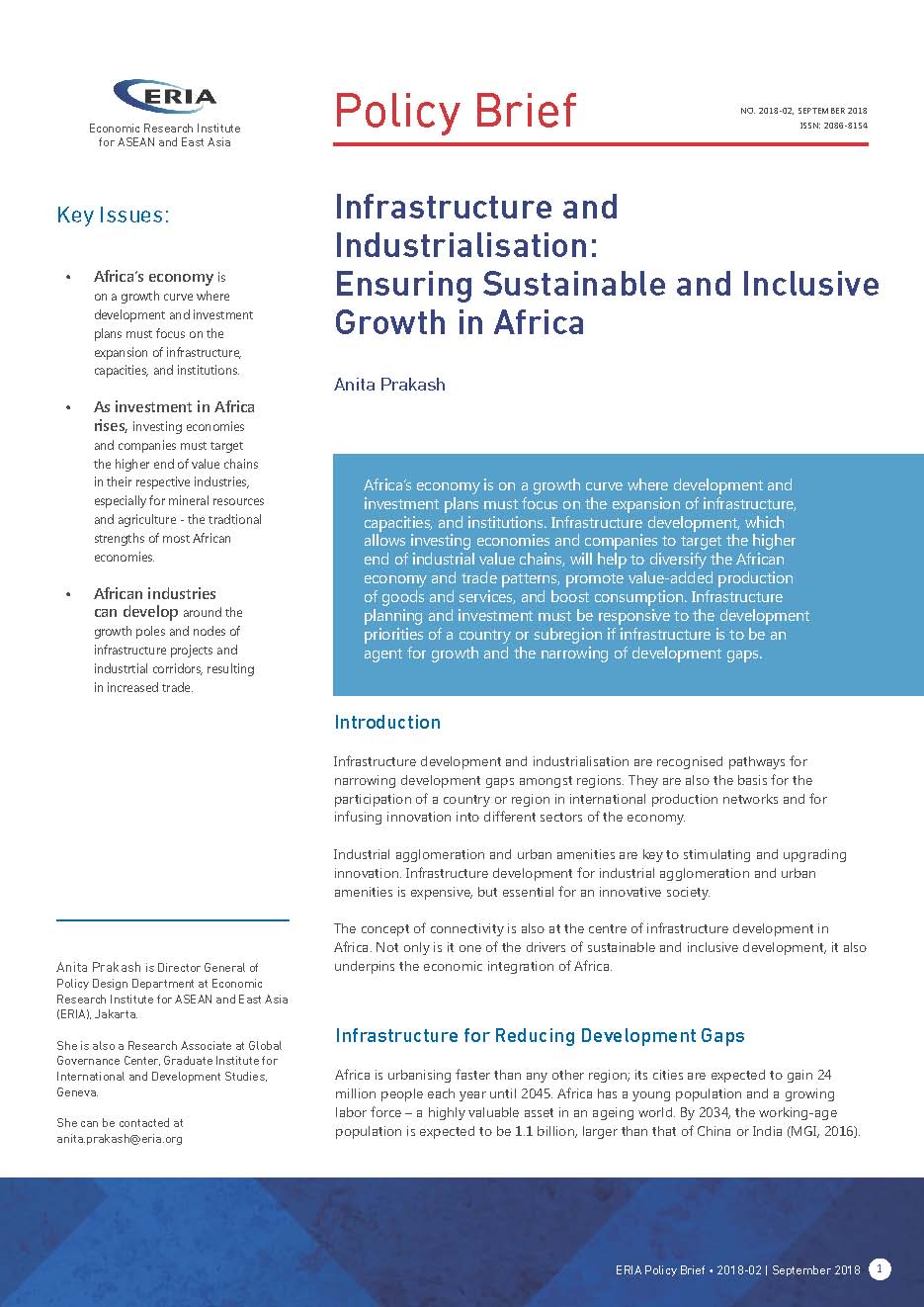 Infrastructure and Industrialisation: Ensuring Sustainable and Inclusive Growth in Africa