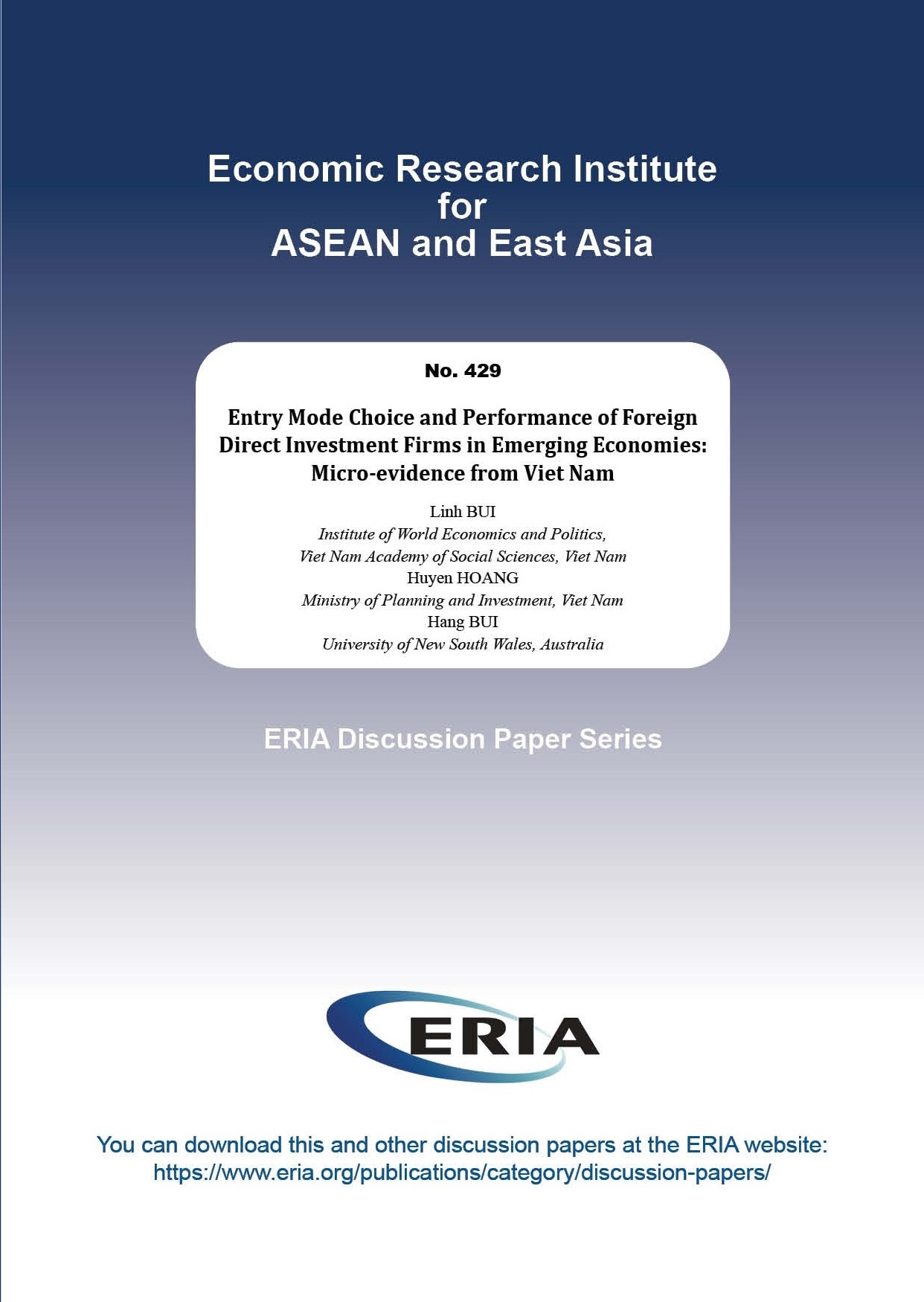 Entry Mode Choice and Performance of Foreign Direct Investment Firms in Emerging Economies: Micro-evidence from Viet Nam