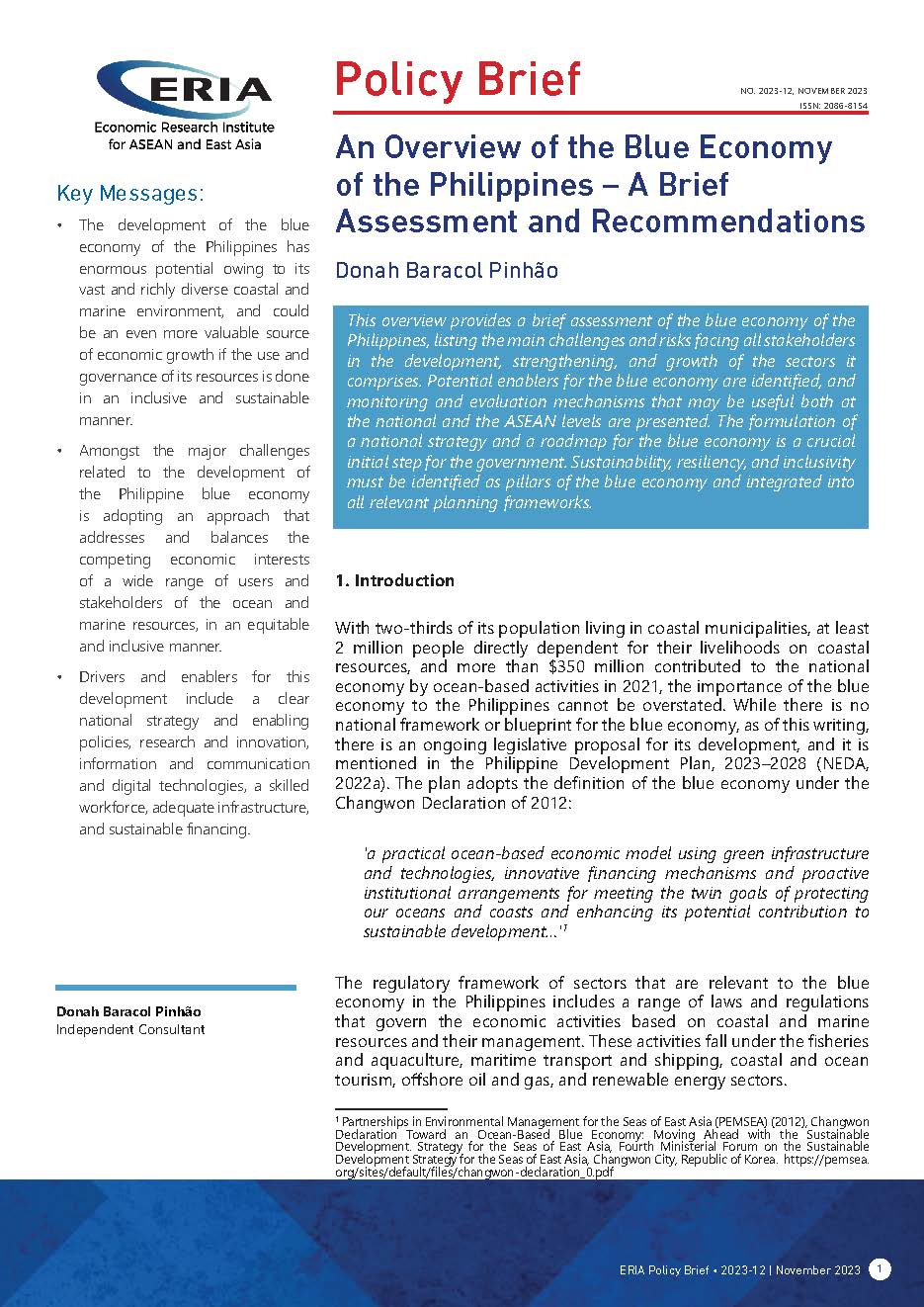 An Overview of the Blue Economy of the Philippines - A Brief Assessment and Recommendations