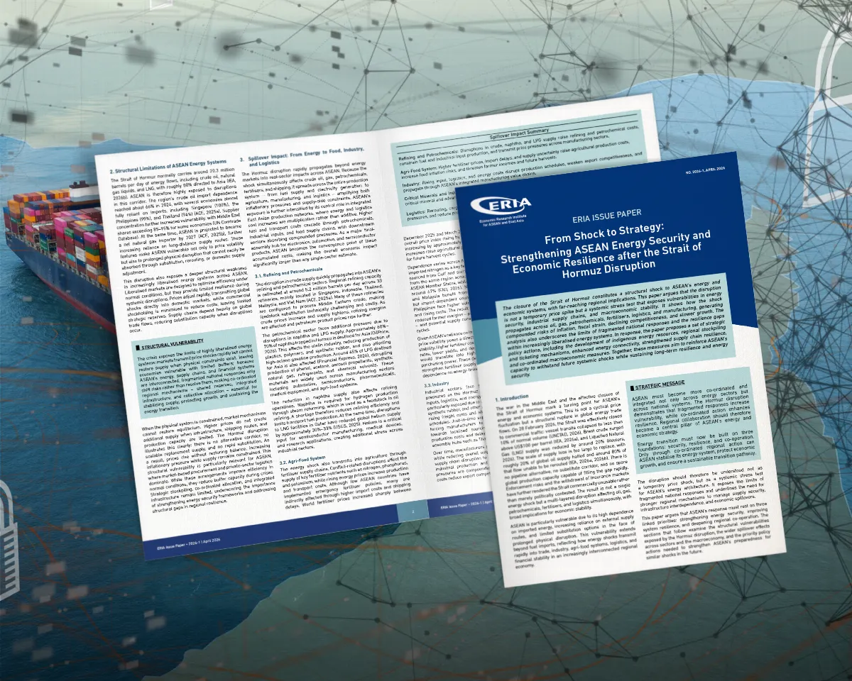 ERIA Issue Paper Calls for Stronger Regional Action on Energy Security Following Strait of Hormuz Disruption