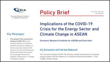 [Policy Brief] Implications of the COVID-19 Crisis for the Energy Sector and Climate Change in ASEAN