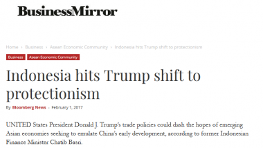 Indonesia Hits Trump Shift to Protectionism