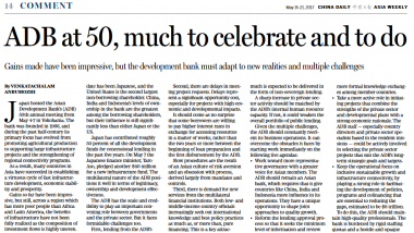 Opinion Piece - ADB at 50, much to celebrate and to do