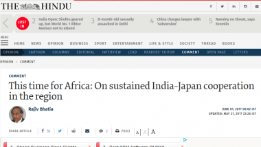 Article - This time for Africa: On sustained India-Japan cooperation in the region