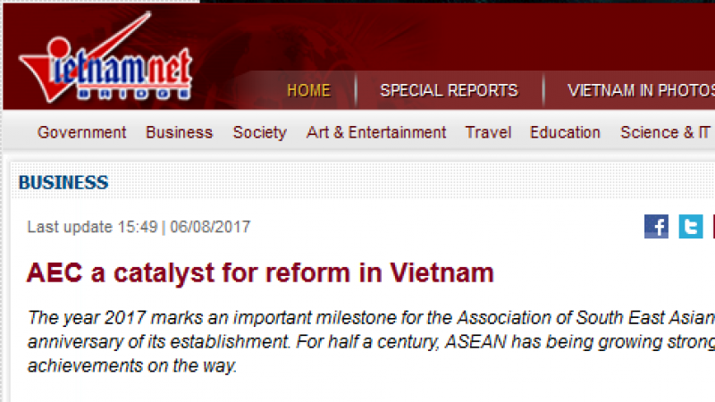 Article - AEC a catalyst for reform in Vietnam