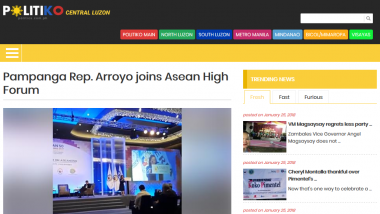 Article - Pampanga Rep. Arroyo joins Asean High Forum