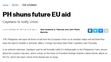 Article - PH shuns future EU aid