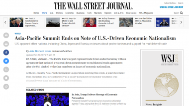 Article - Asia-Pacific Summit Ends on Note of U.S.-Driven Economic Nationalism