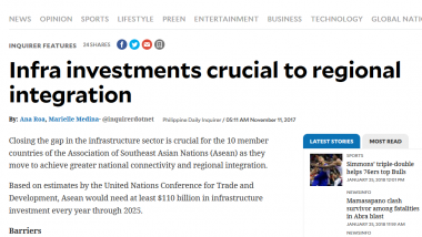 Article - Infra investments crucial to regional integration