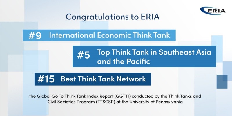 ERIA Ranks in the Top Ten International Economic Policy Think Tanks
