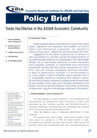 Trade Facilitation in the ASEAN Economic Community