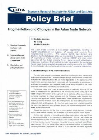 Fragmentation and Changes in the Asian Trade Network