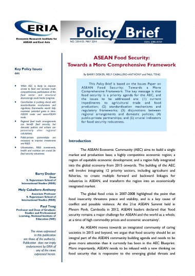 ASEAN Food Security: Towards a More Comprehensive Framework