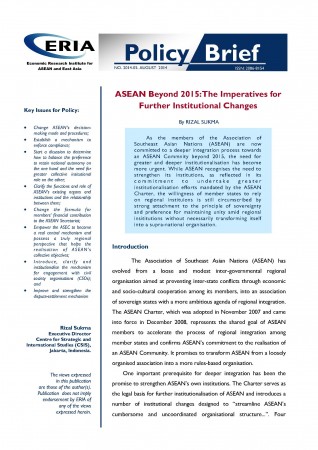 ASEAN Beyond 2015: The Imperatives for Further Institutional Changes