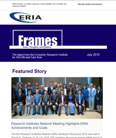 ERIA official newsletter "ERIA FRAMES" (July 2015 Issue) released