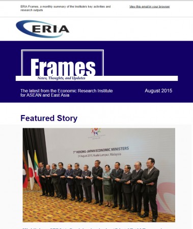 ERIA official newsletter "ERIA FRAMES" (August 2015 Issue) released