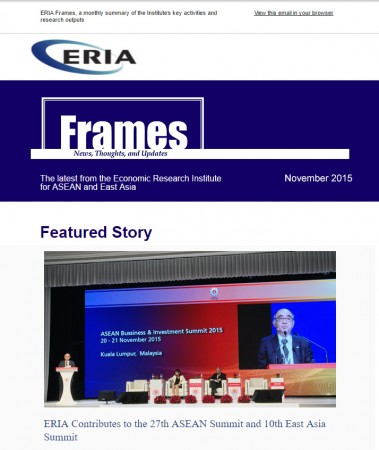 ERIA official newsletter "ERIA FRAMES" (November 2015 Issue) released