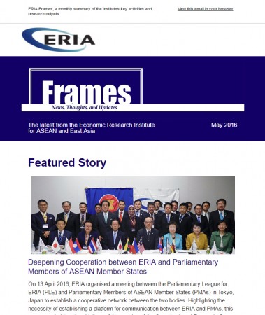 ERIA official newsletter "ERIA FRAMES" (May 2016 Issue) released
