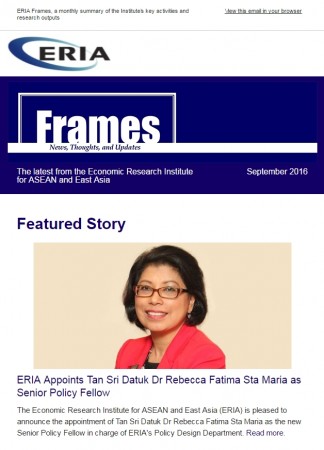 ERIA official newsletter "ERIA FRAMES" (September 2016 Issue) released