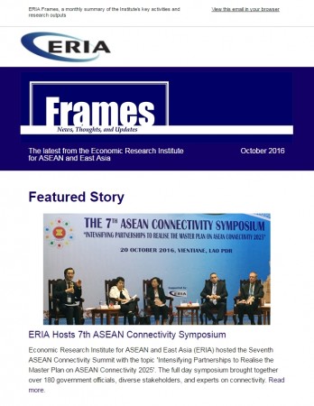 ERIA official newsletter "ERIA FRAMES" (October 2016 Issue) released