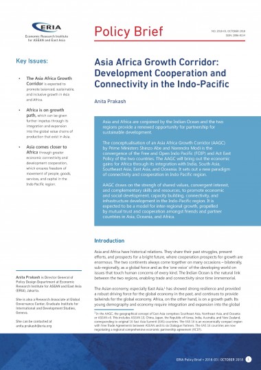 Asia Africa Growth Corridor: Development Cooperation and Connectivity in the Indo-Pacific
