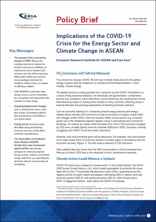 Implications of the COVID-19 Crisis for the Energy Sector and Climate Change in ASEAN