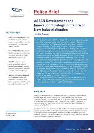 ASEAN Development and Innovation Strategy in the Era of New Industrialisation