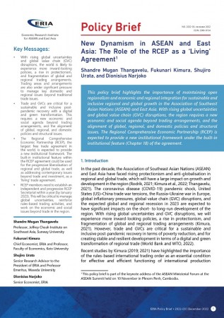 New Dynamism in ASEAN and East Asia: The Role of the RCEP as a ‘Living’ Agreement